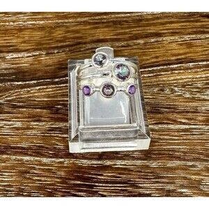 Amethyst and Mystic Topaz Multi Gemstone Sterling Silver Ring Sz 6.75